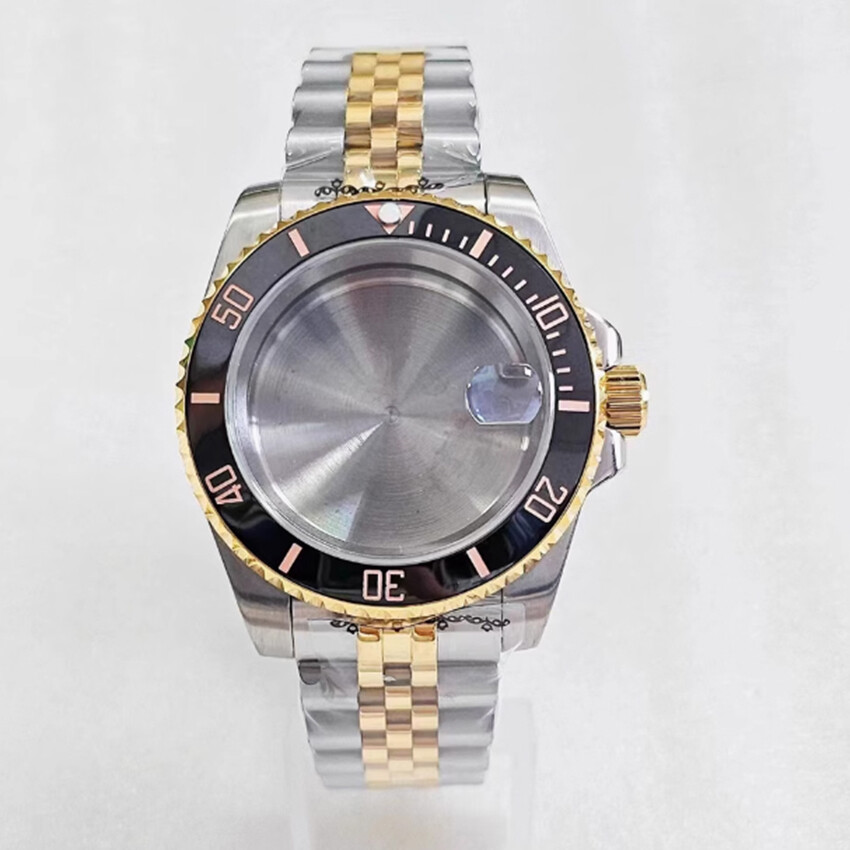 40MM Watch Case Inter-gold Strap + Bezel Sapphire Glass for NH35/36/4R Movement