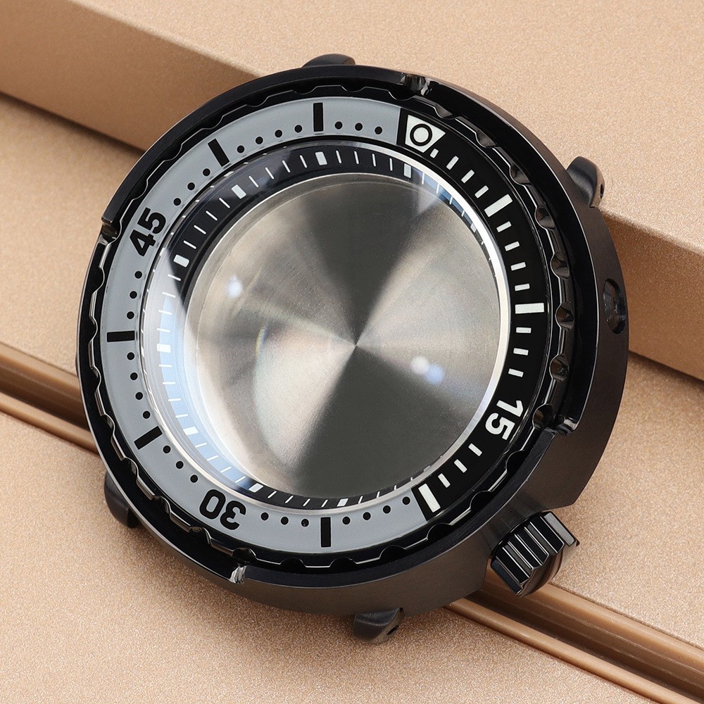 Black 47mm Watch Case Tuna Can Mod For Seiko NH34 NH35 NH36 Movement 28.5mm Dial