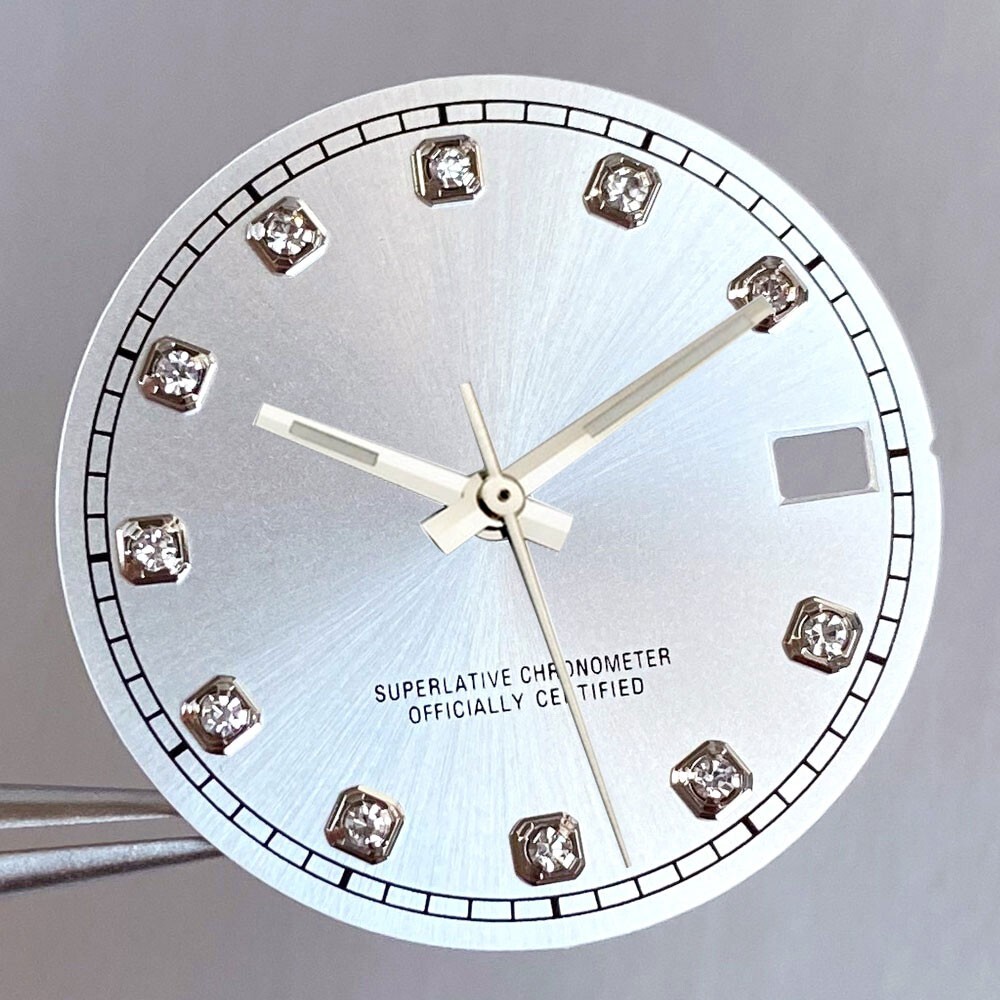 28.5mm Mod Sterile Watch Dial Fit NH35 Sunburst Blue Green Silver Diamond Index