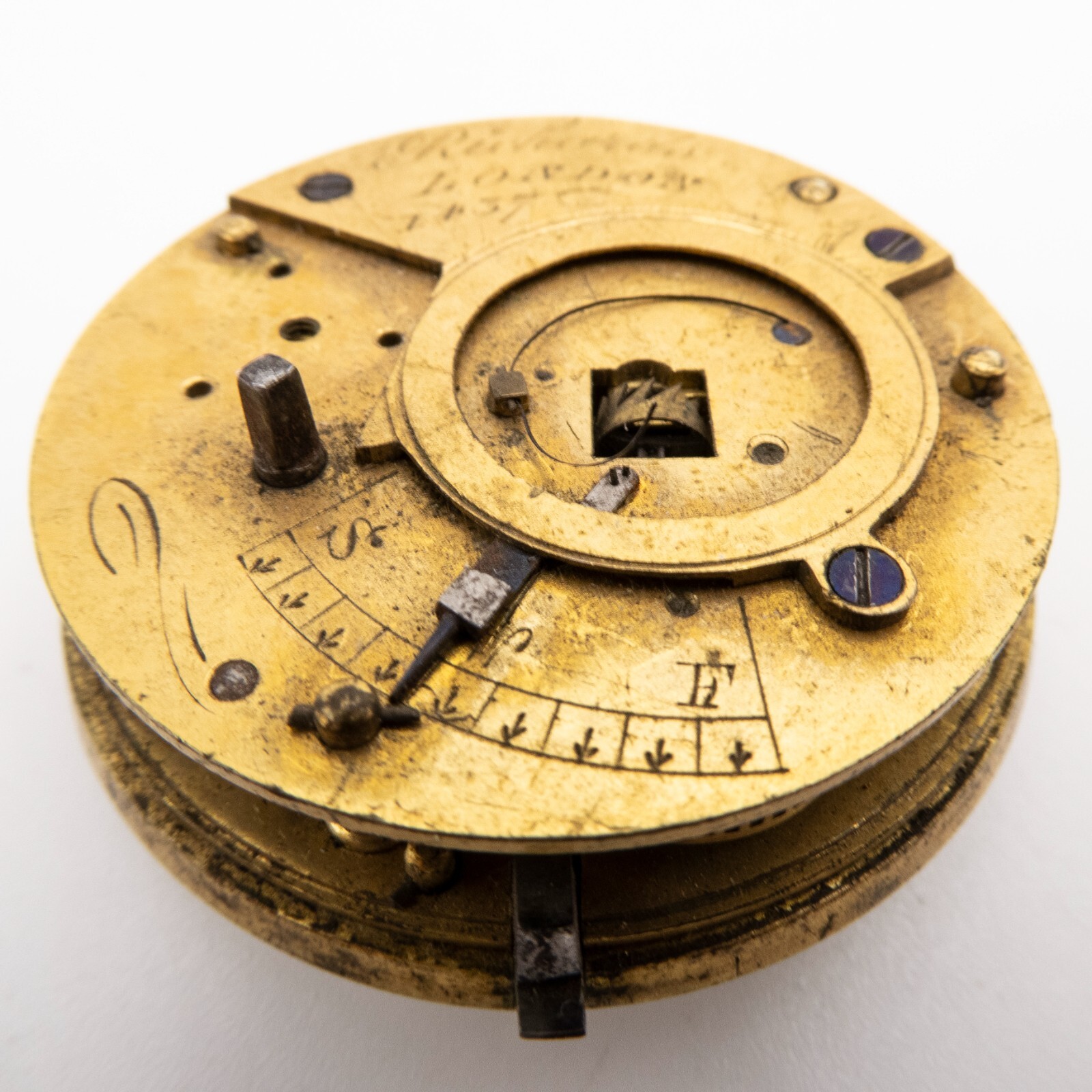 Partial Richards of London English Antique Fusee Pocket Watch Movement with Dial