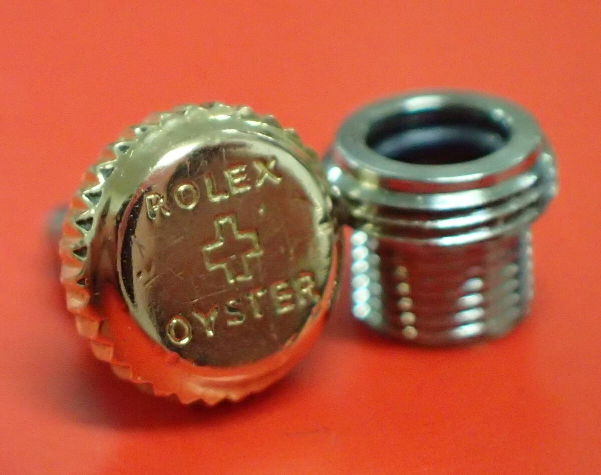 Genuine ROLEX +Oyster Rose Gold Crown & Tube Set 5.4mm Bubbleback Royal #122