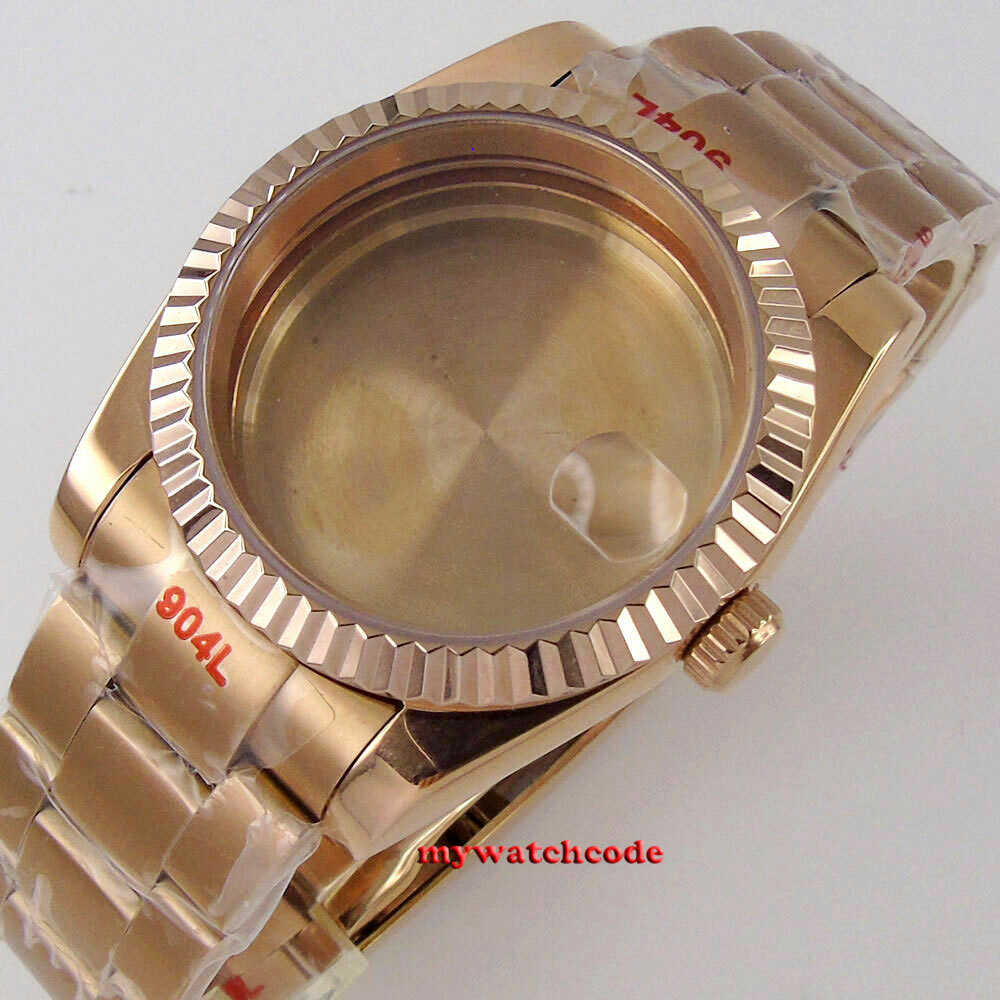 Rose golden 36mm 39MM sapphire glass Watch Case fit eta 2836 2824 8215 NH35 NH36