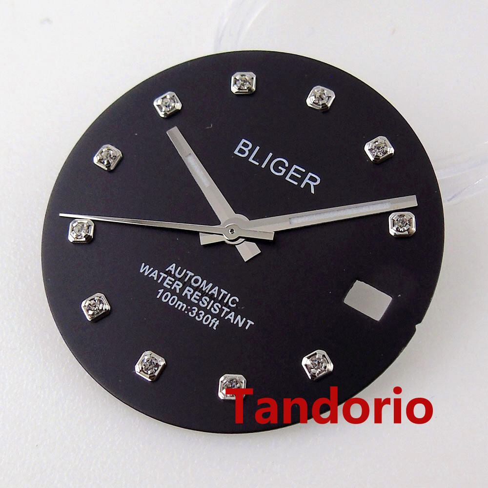 29mm black white blue green gold watch dial fit NH35 movement