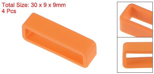 Watch Band Strap Loops Silicone for 26mm Width Watch Band, Orange 4 Pcs