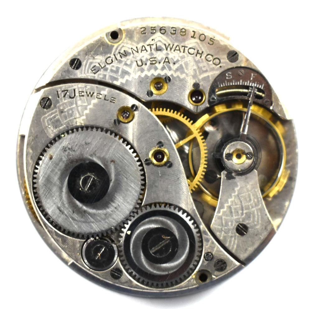 Vintage Elgin Grade 345 12s 17J OF Pocket Watch Movement lot.wj