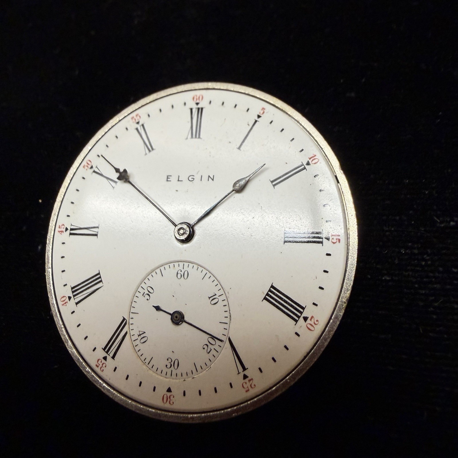 Vintage Elgin Grade 301 12s 7J Pocket Watch Movement & Dial For Parts Or Repair