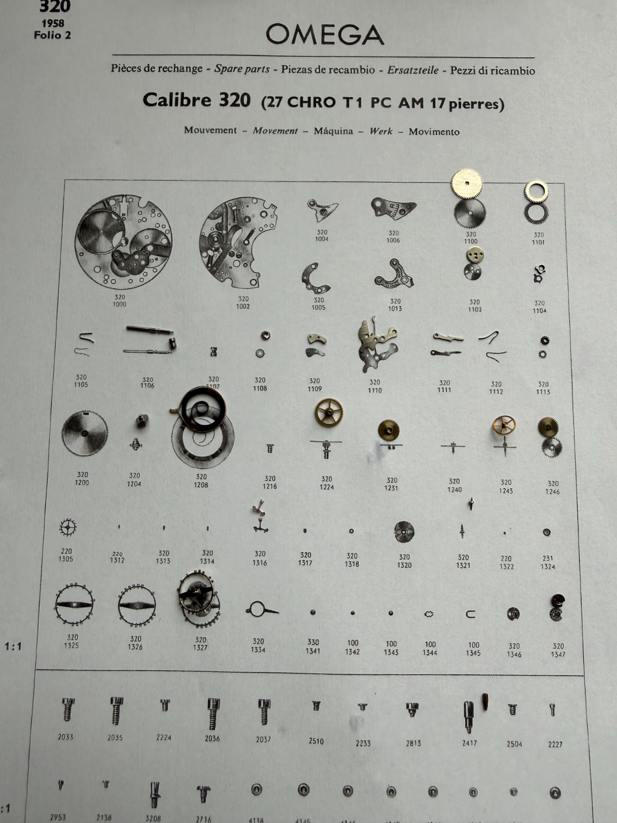 Genuine NOS OMEGA 27CHRO C12 27CHRO T1 321 320 parts check list
