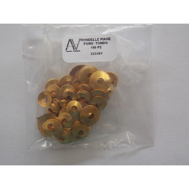 Assortimento rondelle piate ottone foro quadro 100 Hand-collets flat brass