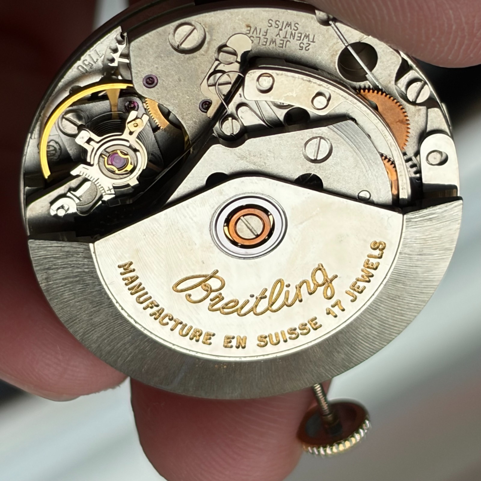 Breitling Valjoux 7750 Chronograph Watch Movement, Dial & Hands (Z185)