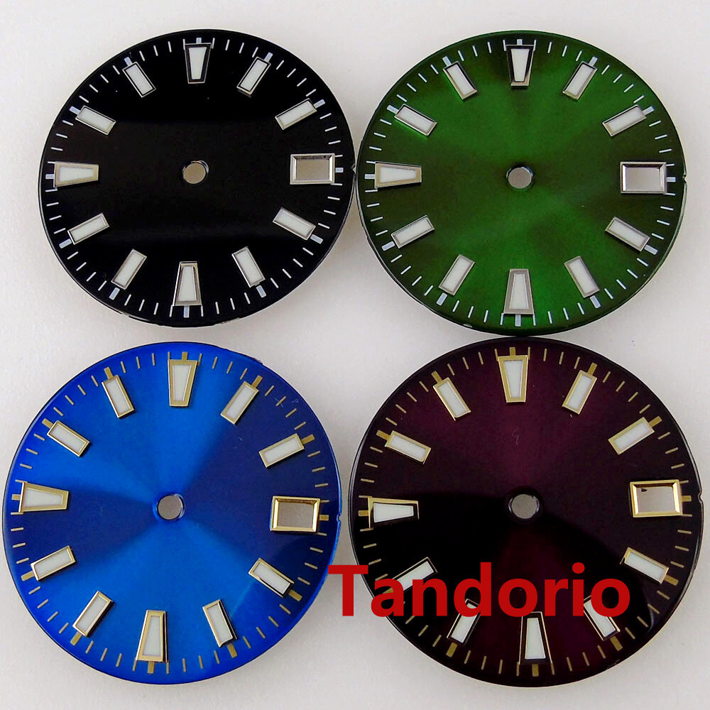 28.5mm Sterile Sunburst Watch Dial Date Lume Fit NH35A NH36A Automatic Movement