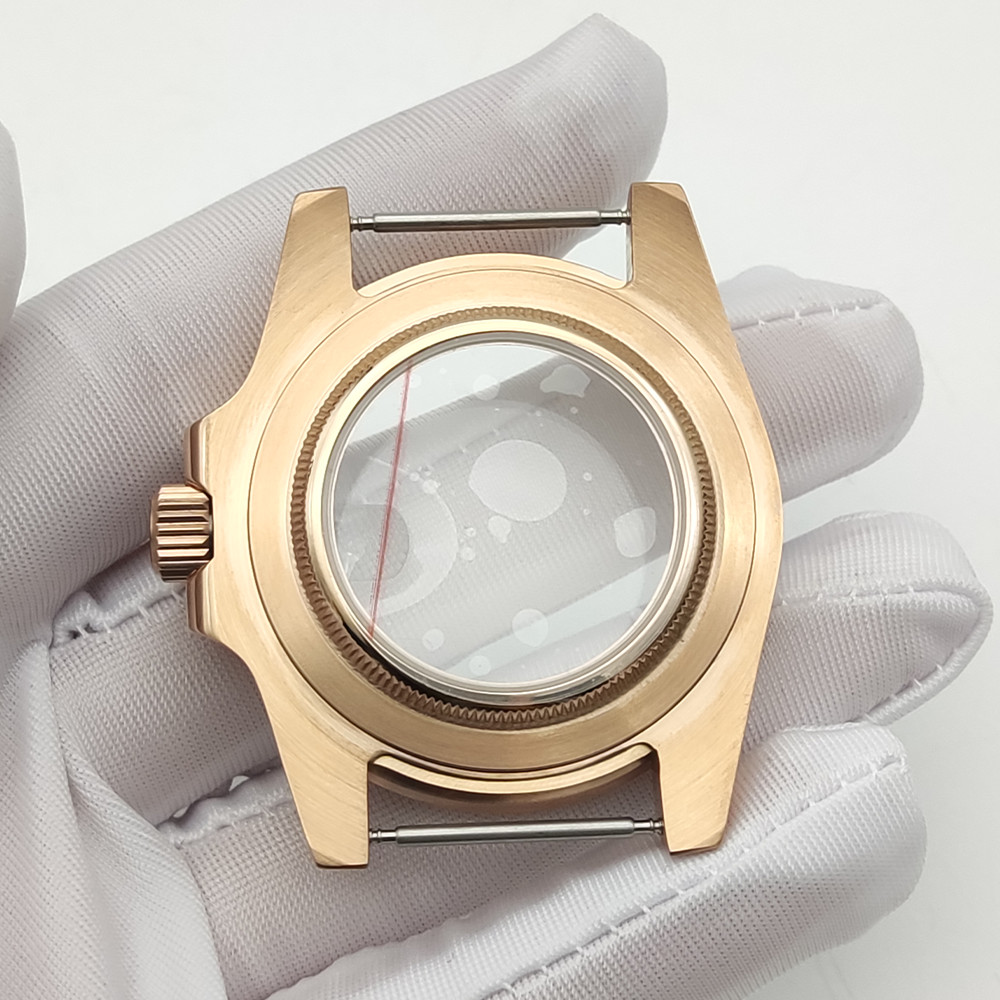 40mm Rose Gold Stainless Watch Case Mineral for Nh35 NH36 Movement 28.5mm Dial