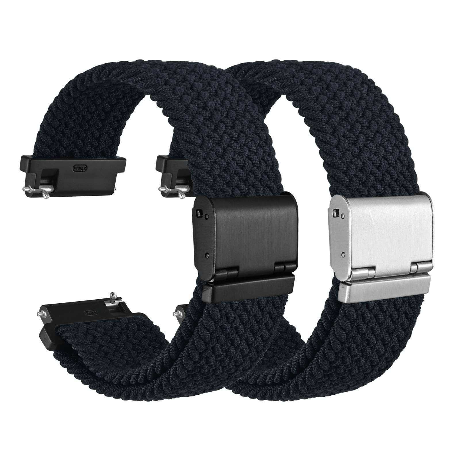 WOCCI 22mm Braided Nylon Watch Bands for Men and Women, 2 Packs Replacement S…