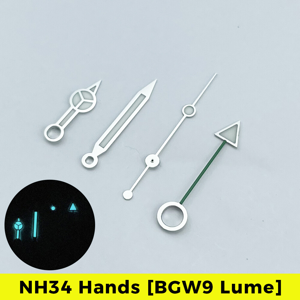 NH34 GMT Hands Set for SKX SSK Mod – Upgraded BGW9 Lume 4-hand Watch Pointers