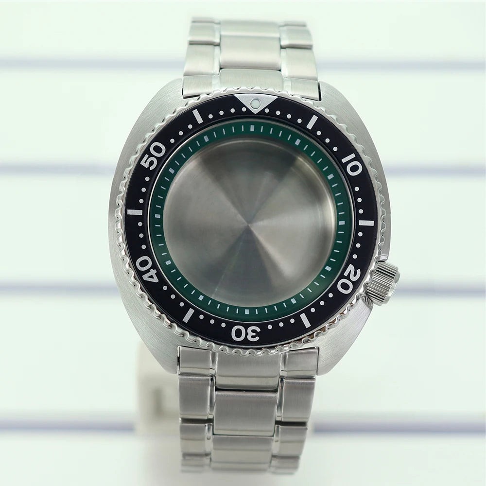 45mm Steel Watch Case Sapphire Glass For Mod skx big Abalone NH35 NH36 NH38