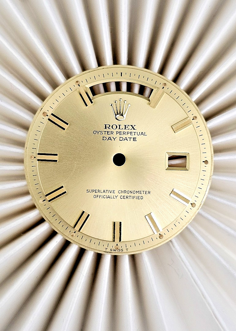 Rolex Golden Day-Date Dial with Wide Boy Indices Fits Ref. Plastic Glass