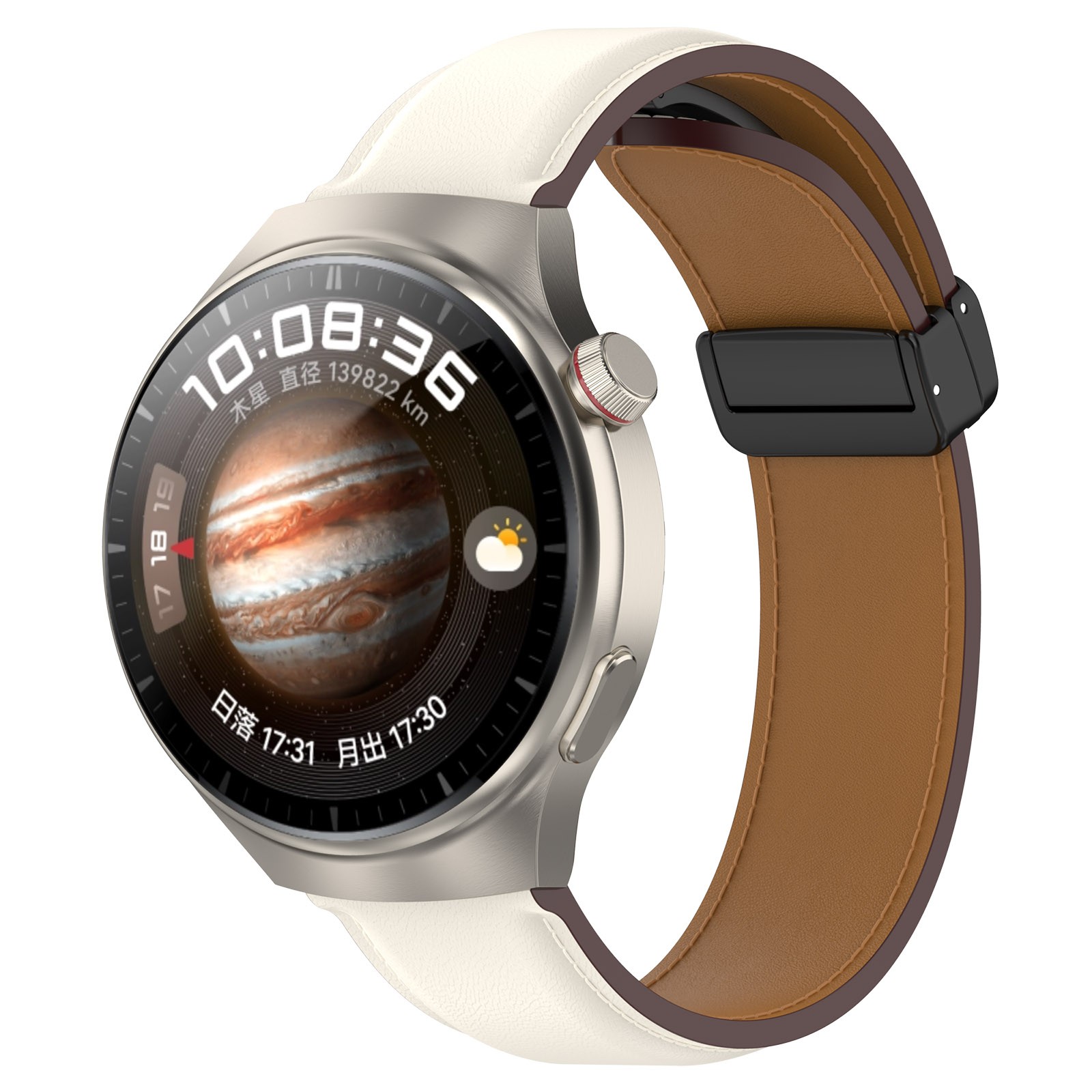 Leather Watch Strap with Folding Buckle for Huawei/Samsung Galaxy/Amazfit Series