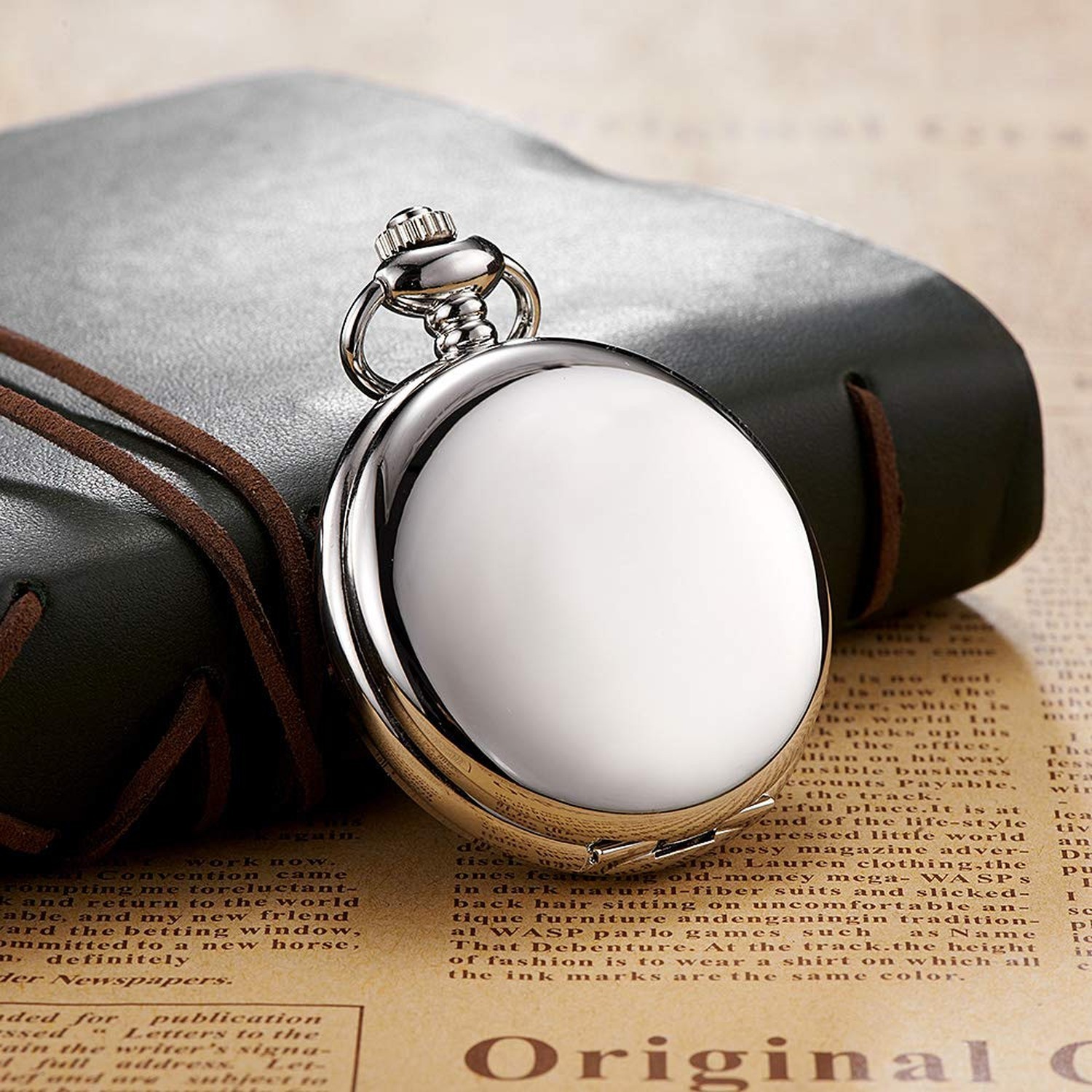 Set of 2 Classic Pocket Watch with Chain for Men and Women Silver Gold