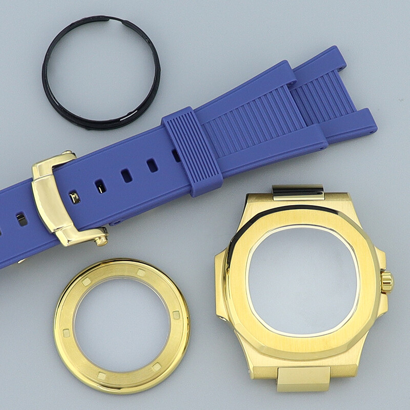 Gold 40mm Luxury Square Watch Case Strap Sapphire Glass For Seiko NH35 NH36 Mov