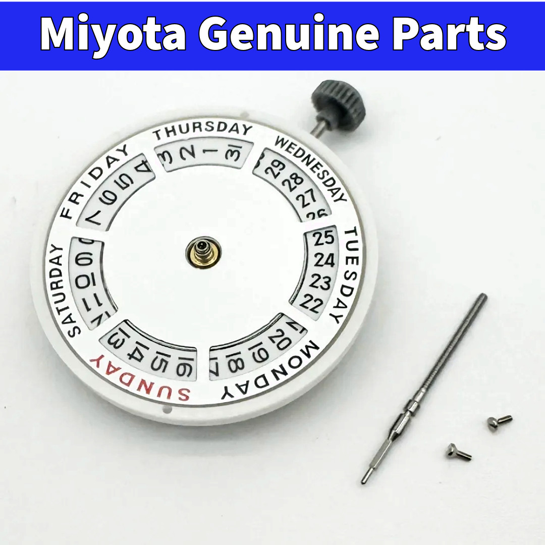 Genuine Miyota 8285 Day-Date Movement 21 Jewel Week at 12:00 Date at 3:00 + Stem