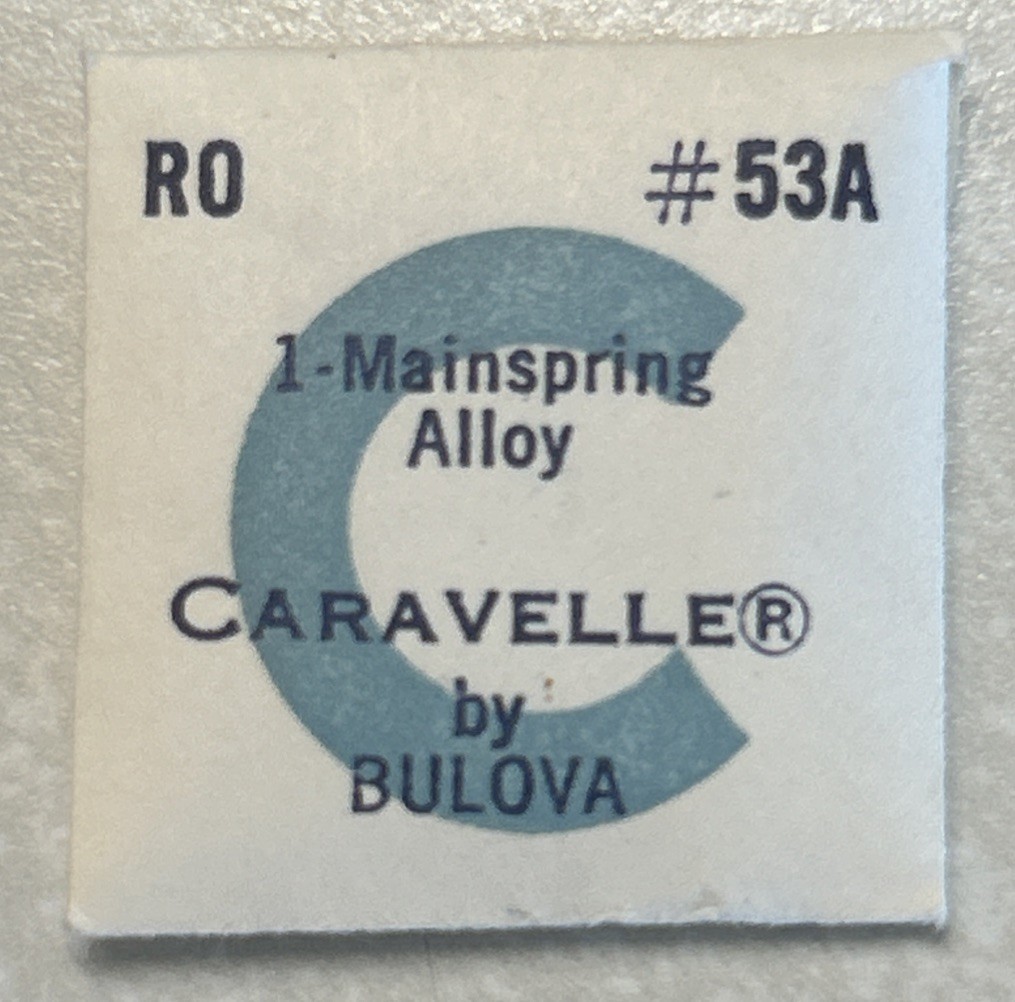 Vintage CARAVELLE By Bulova RO #53A Mainspring Alloy Sealed NOS
