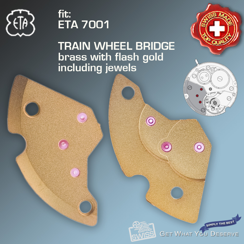 TRAIN WHEEL BRIDGE, FIT MOVEMENT ETA 7001, BRASS FLASHED GOLD