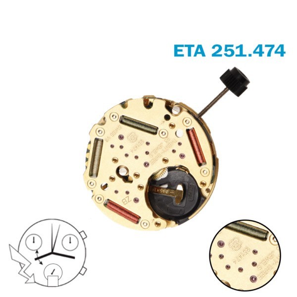 Swiss Movement ETA 251.474 Replacement for 251.471-White Date Disk on 6-3Counter