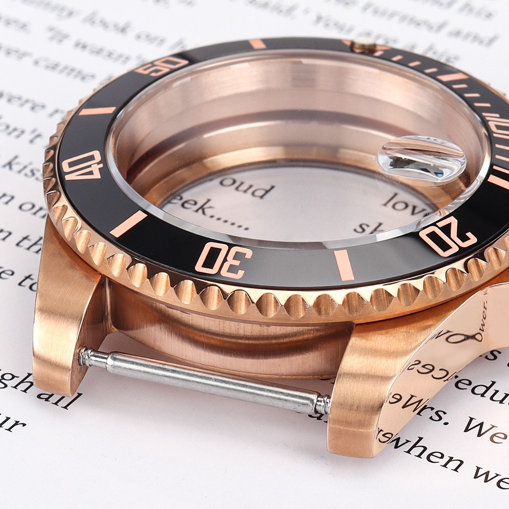 Sapphire 40mm Watch Case Rose Gold Yacht Bezel For Seiko NH35 ETA 2824 Movement