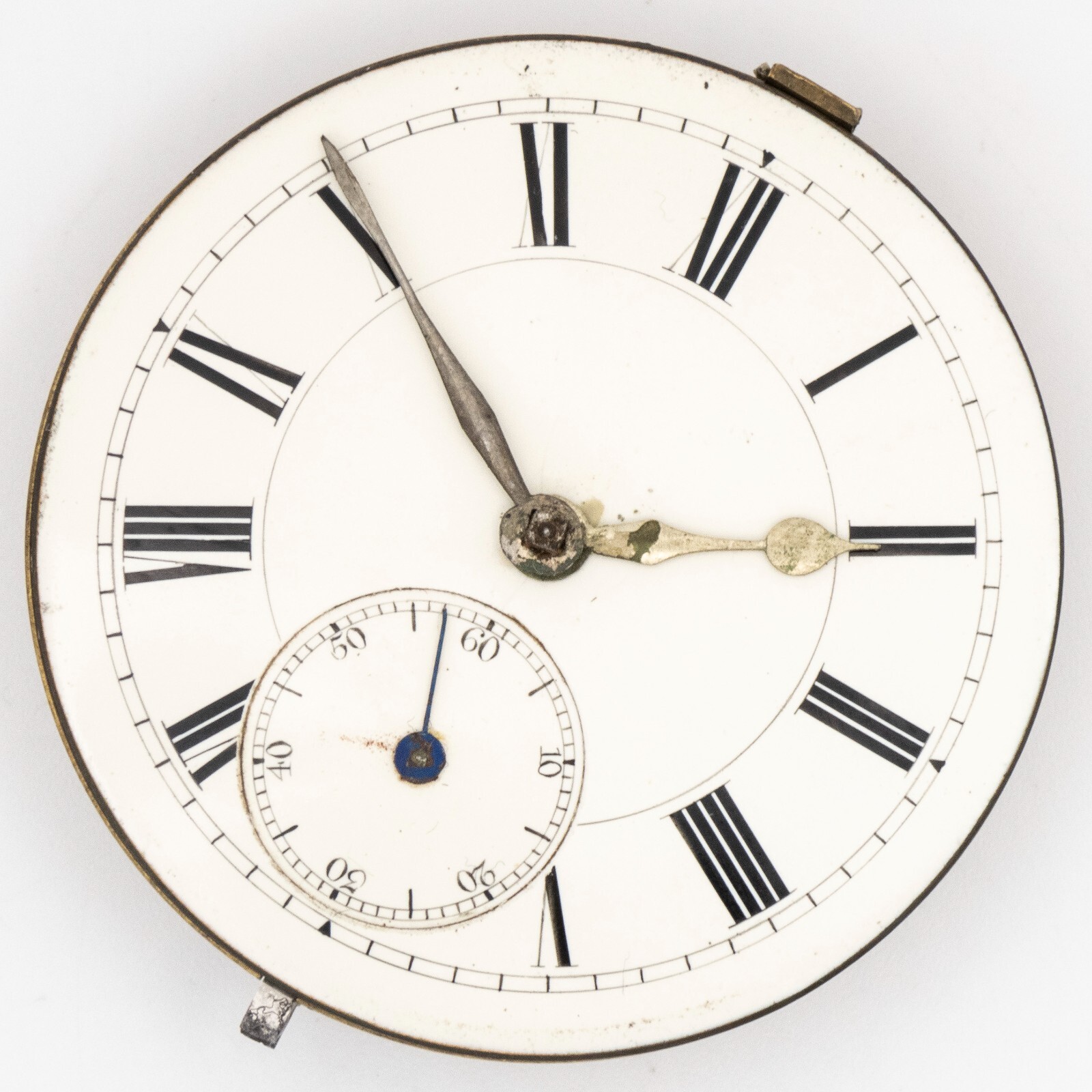 Unsigned 46.6 x 14.1 mm English Antique Fusee Pocket Watch Movement with Dial