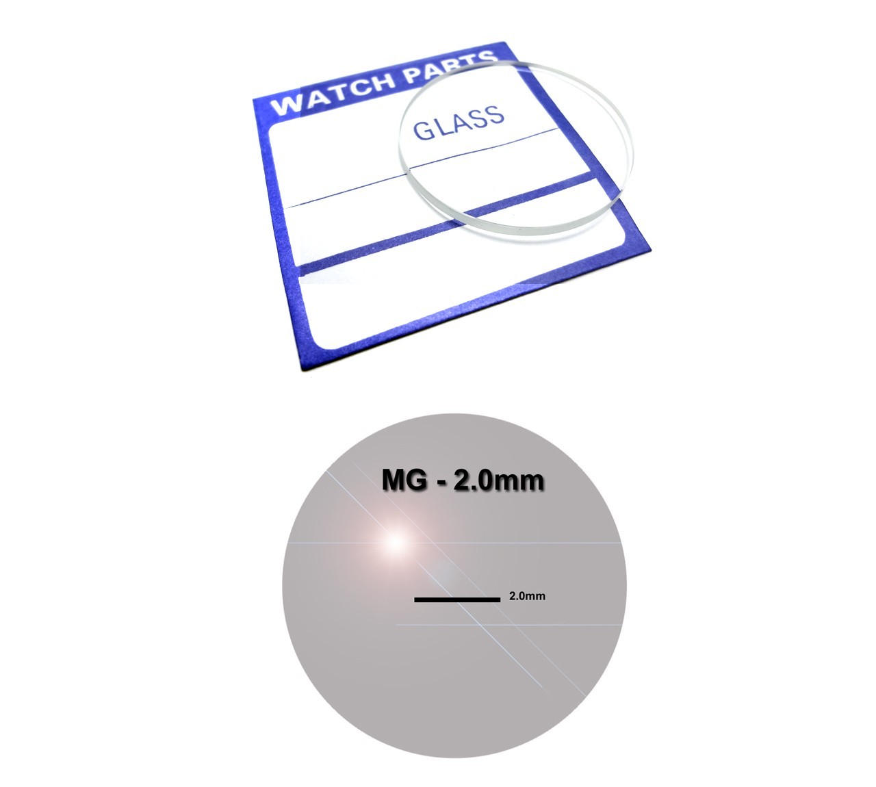 Flat Watch Crystal Mineral Glass 2.0 Millimeters Thick w/ Diameter 16.1 – 19.9mm