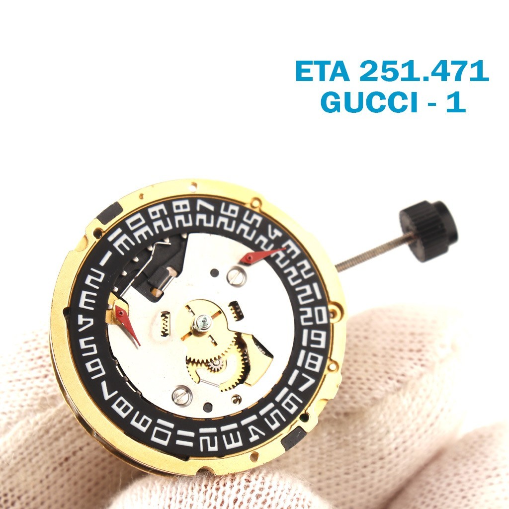 ETA 251.471 Gucci-1 Swiss Chronograph Movement-H:6:88mm-Black Date at 4-3Counter