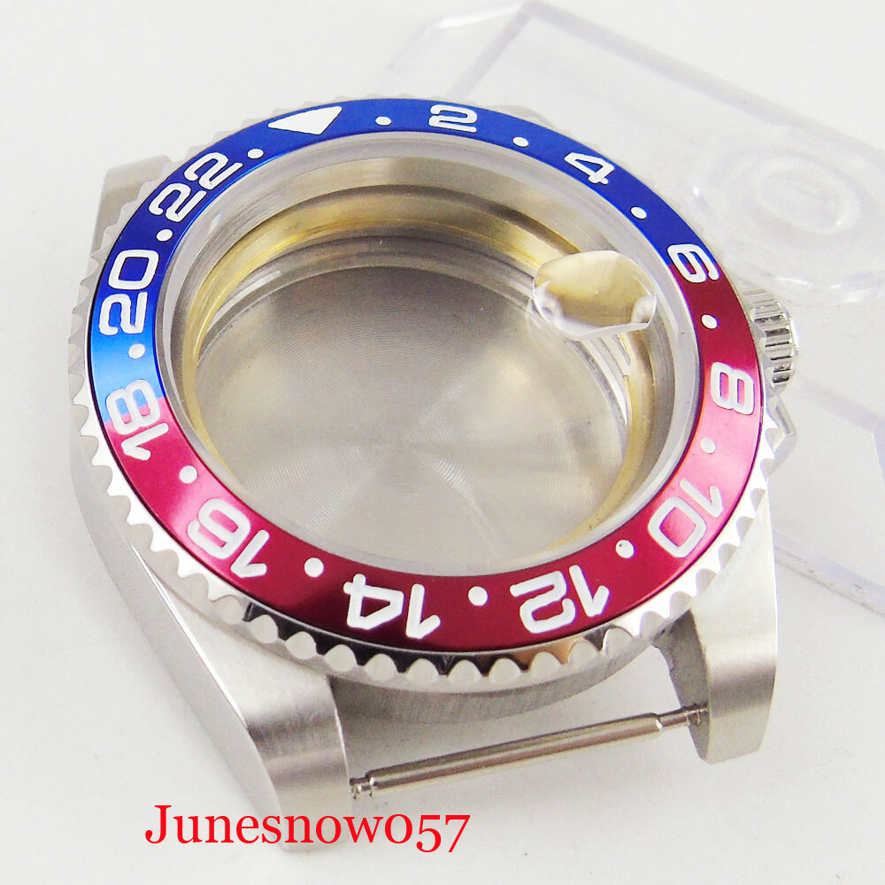 40mm SUB Watch Men Case Sapphire Glass Fit ETA 2836 MIYOTA 8215 821A Metal Back