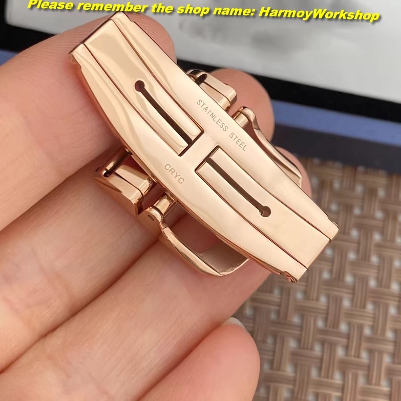 For Jaeger LeCoultre 18mm Silver/Rose Gold Steel Deployment Buckle Clasp
