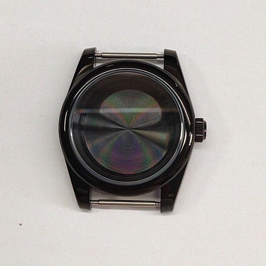 Watch Case 36mm/39mm PVD Black R-Ring Stainless Steel Case for NH35/36 Movement