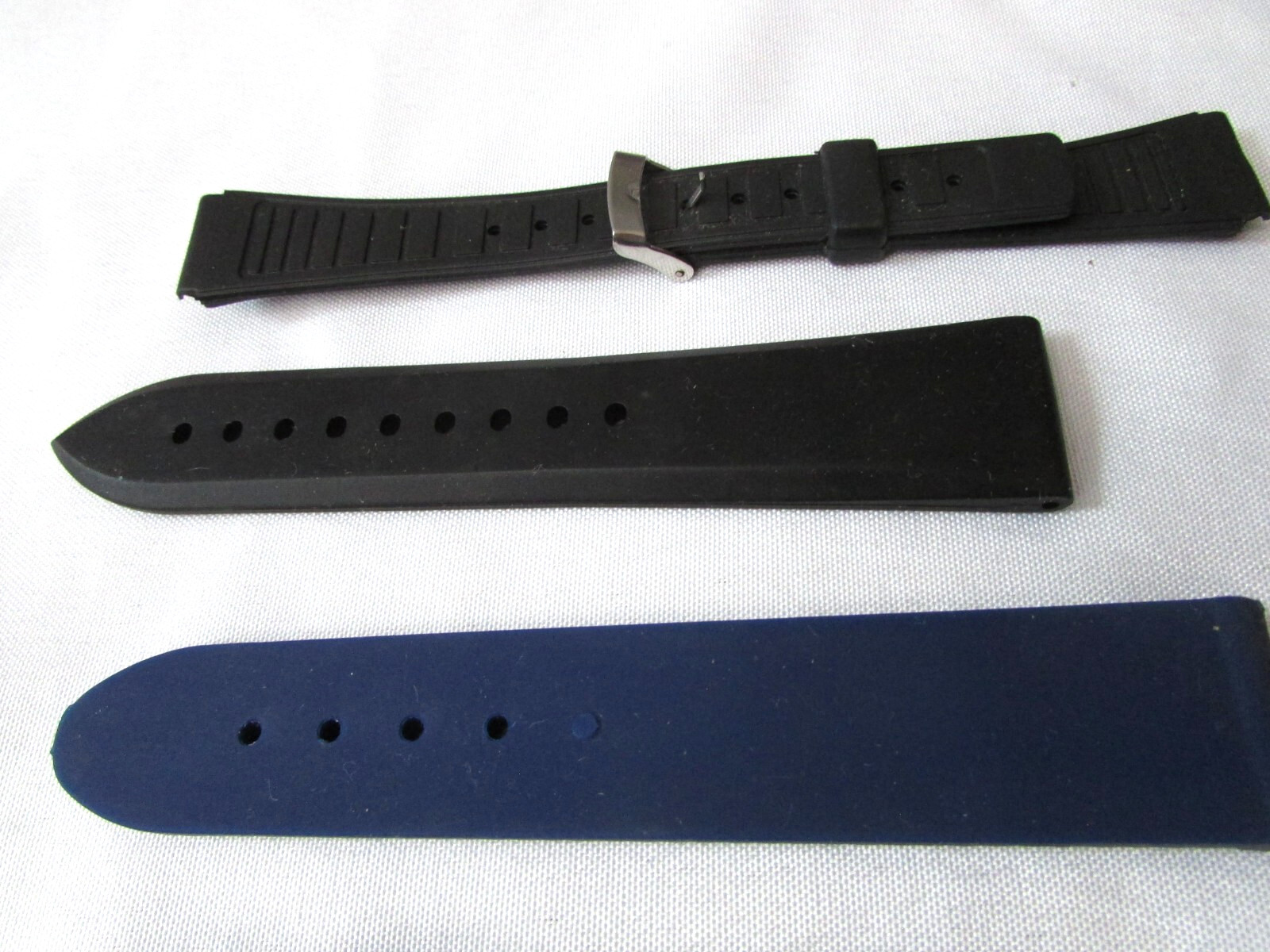 RUBBER BLUE & BLACK WATCH DIVE STRAPS/BANDS 18-25mm P&R 4CT LOT W65