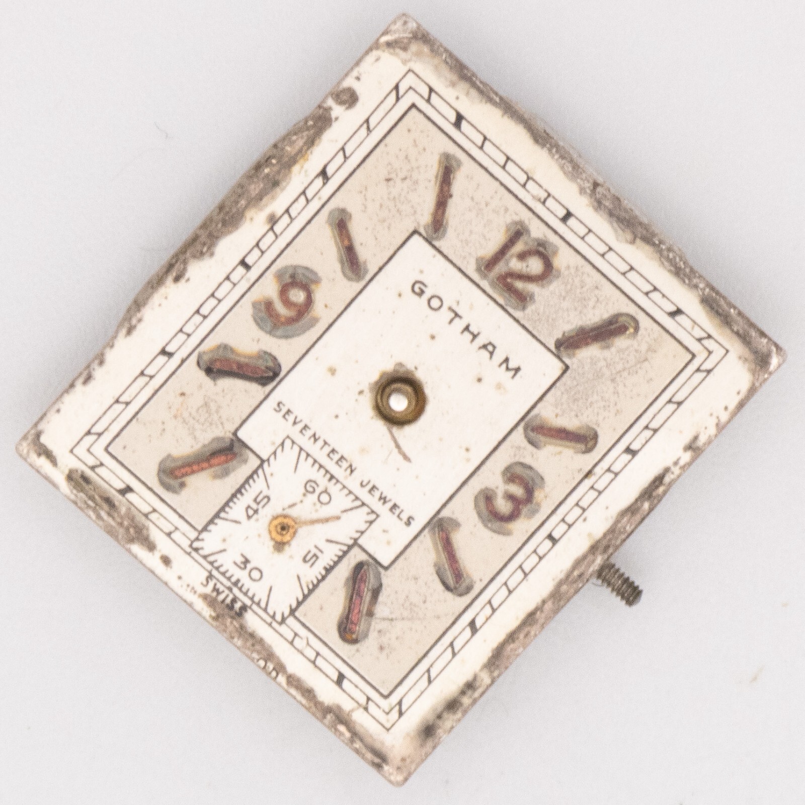 Vintage Gotham 20.8 x 18.5 x 5.1 mm 17-Jewel Wristwatch Movement, Runs