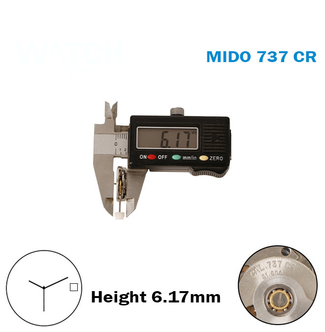 MIDO 737 CR-Automatic Movement-17 Jewels-H:6.17mm-Gold Disk At 3-3 Hands