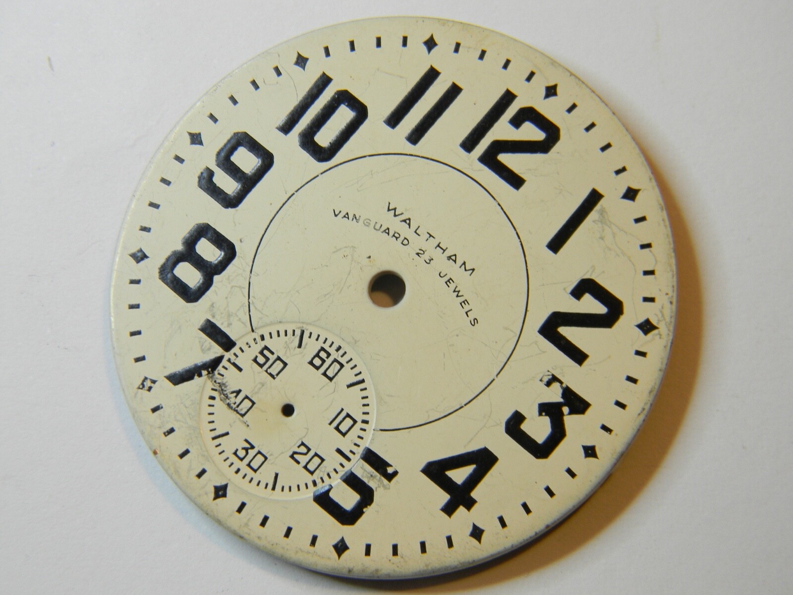 VINTAGE WALTHAM VANGUARD 23J POCKET WATCH DIAL – 42.4mm DIAMETER
