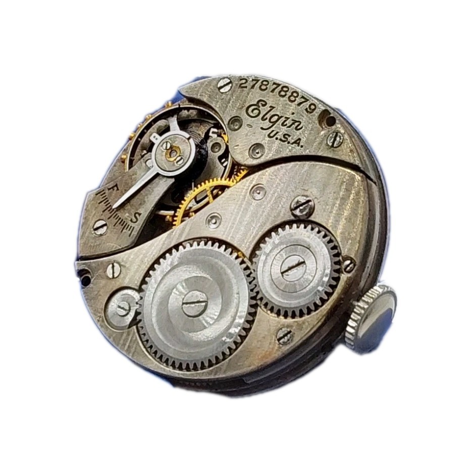 Elgin 430 6/0s Movement Sunk Metal Dial Hands Pocket Watch Parts Video 1931