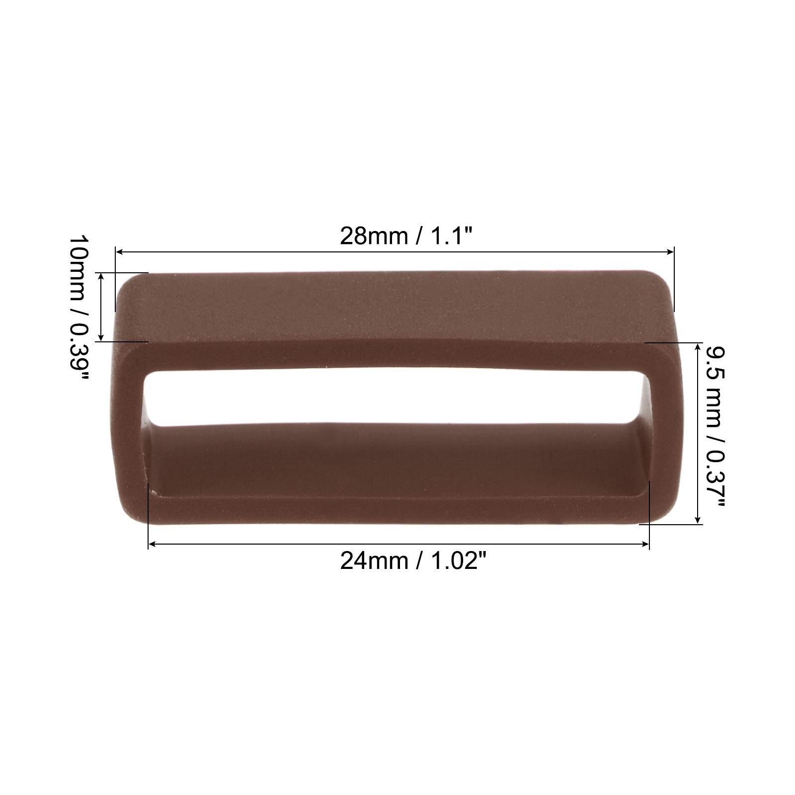 Watch Band Strap Loops Silicone for 24mm Width Watch Band, Brown 4 Pcs