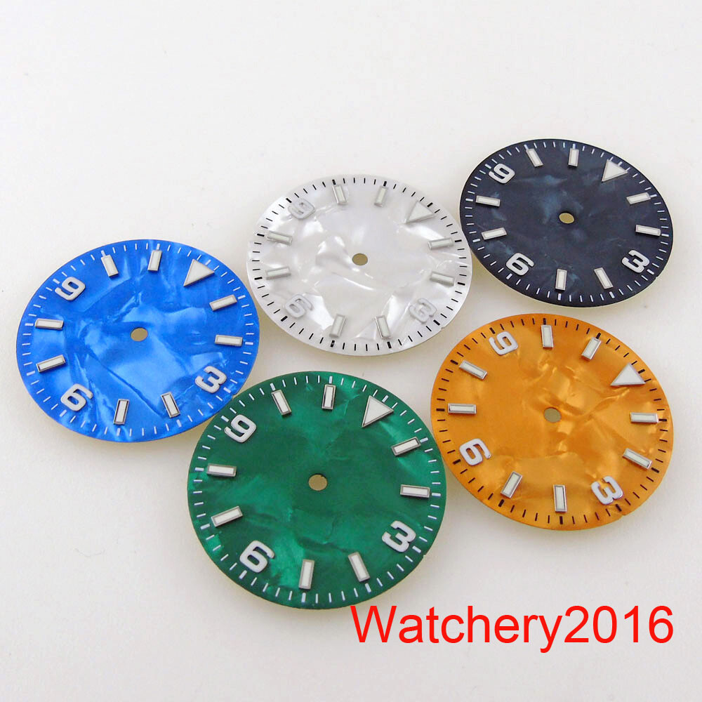 29mm Bliger Sterile Watch Dial Face Hands Green Black Yellow White Luminous Mark