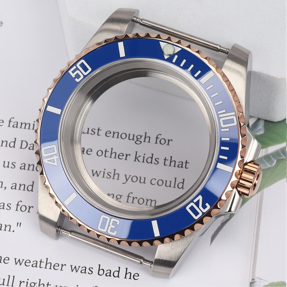 40mm Vintage Blue Ceramic NH35 Watch Case Sapphire 10ATM For Seiko NH35 ETA 2824