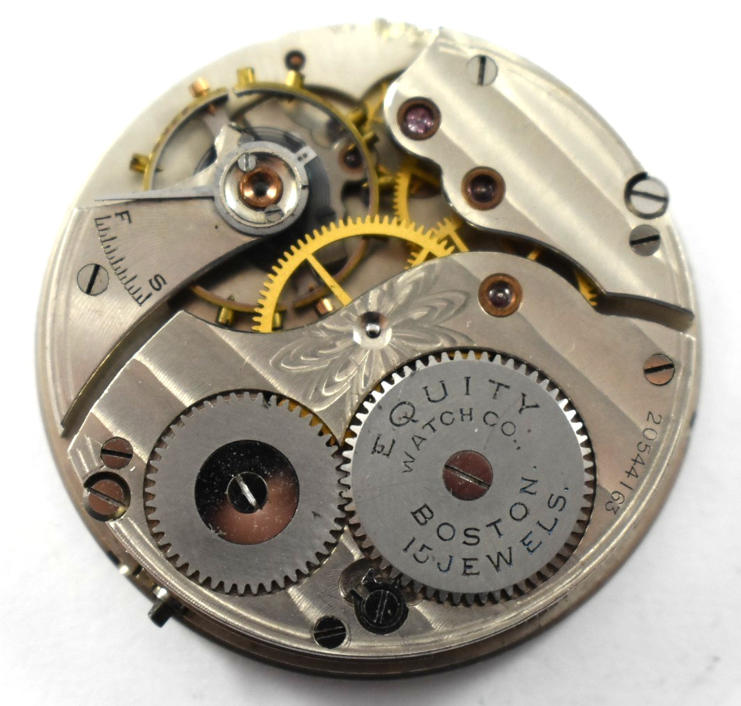 Vintage Equity Boston 16s 15J OF Pocket Watch Movement lot.qj