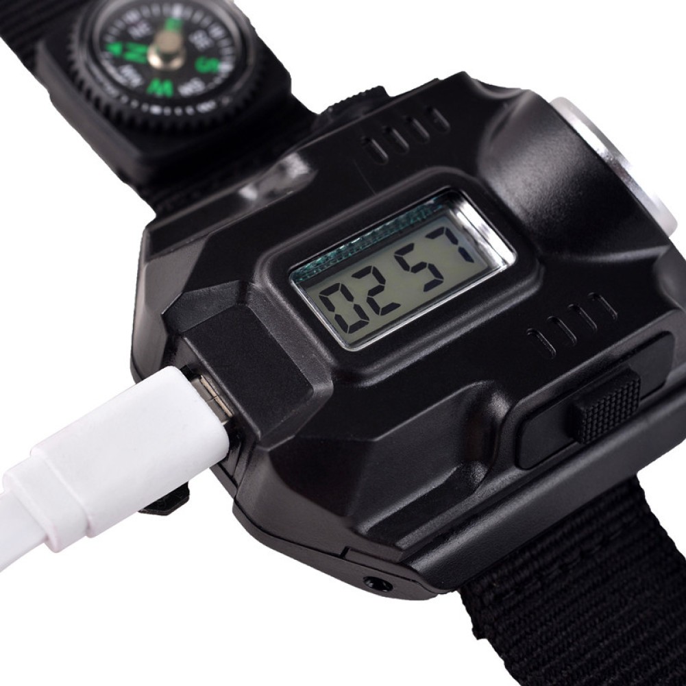 LED Wrist Watch Flashlight Torch Light USB Charging Rechargeable Flashlight