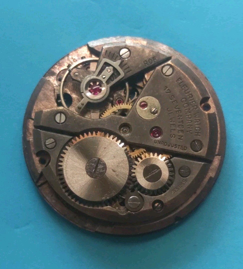 FEF Cal. 380-11.5″‘ Partial Movt. Fluerier Watch Co. Balance Good. No Run. Parts