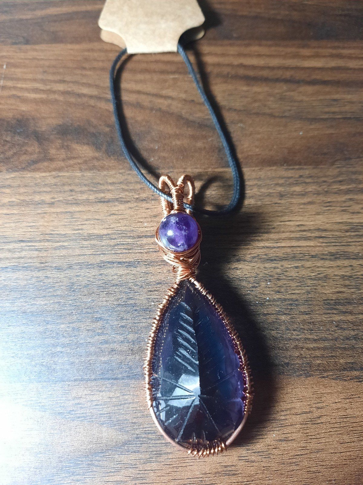 Handmade Wire-Wrapped Pendant Necklace with Amethyst bead