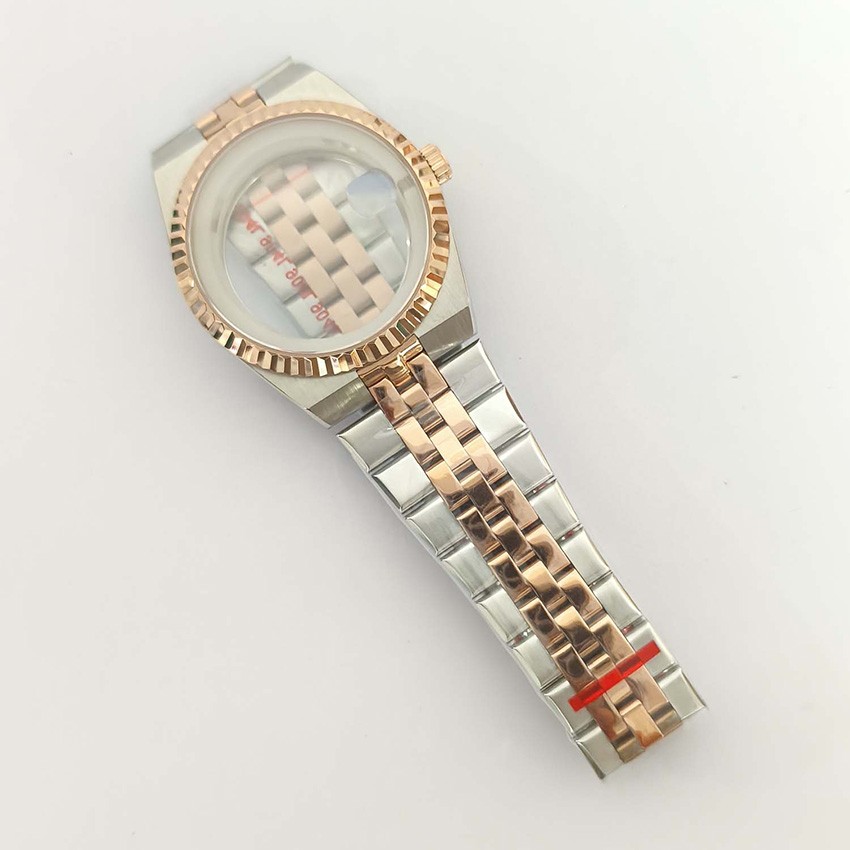 39.5MM Steel Watch Case Strap Magnifying Sapphire Glass For NH35/NH36 Movement