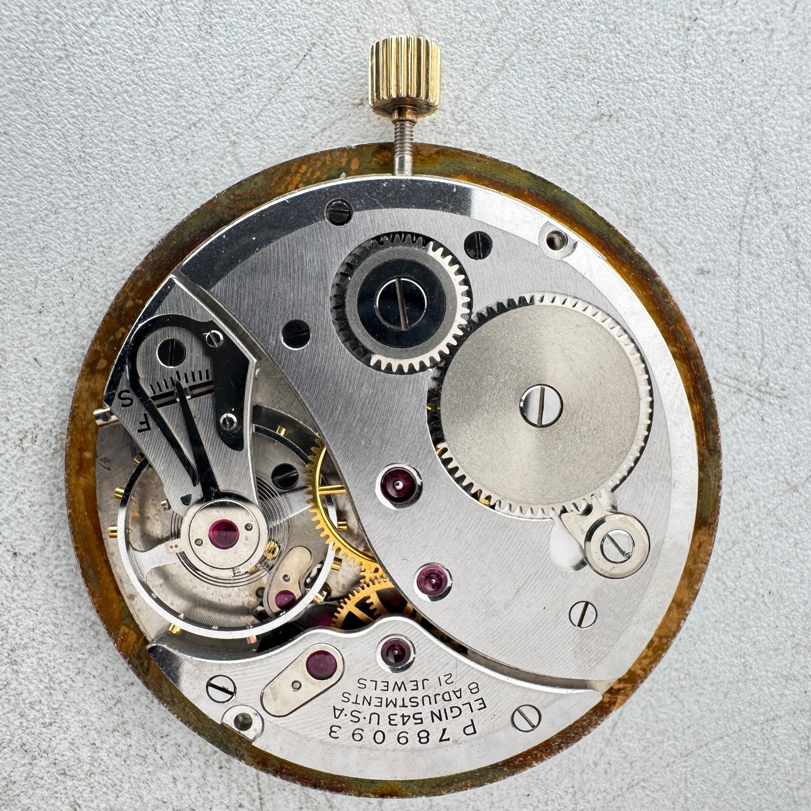 Vintage 10s 1952 Lord Elgin 21j DuraPower Mechanical Pocket Watch Movement 543