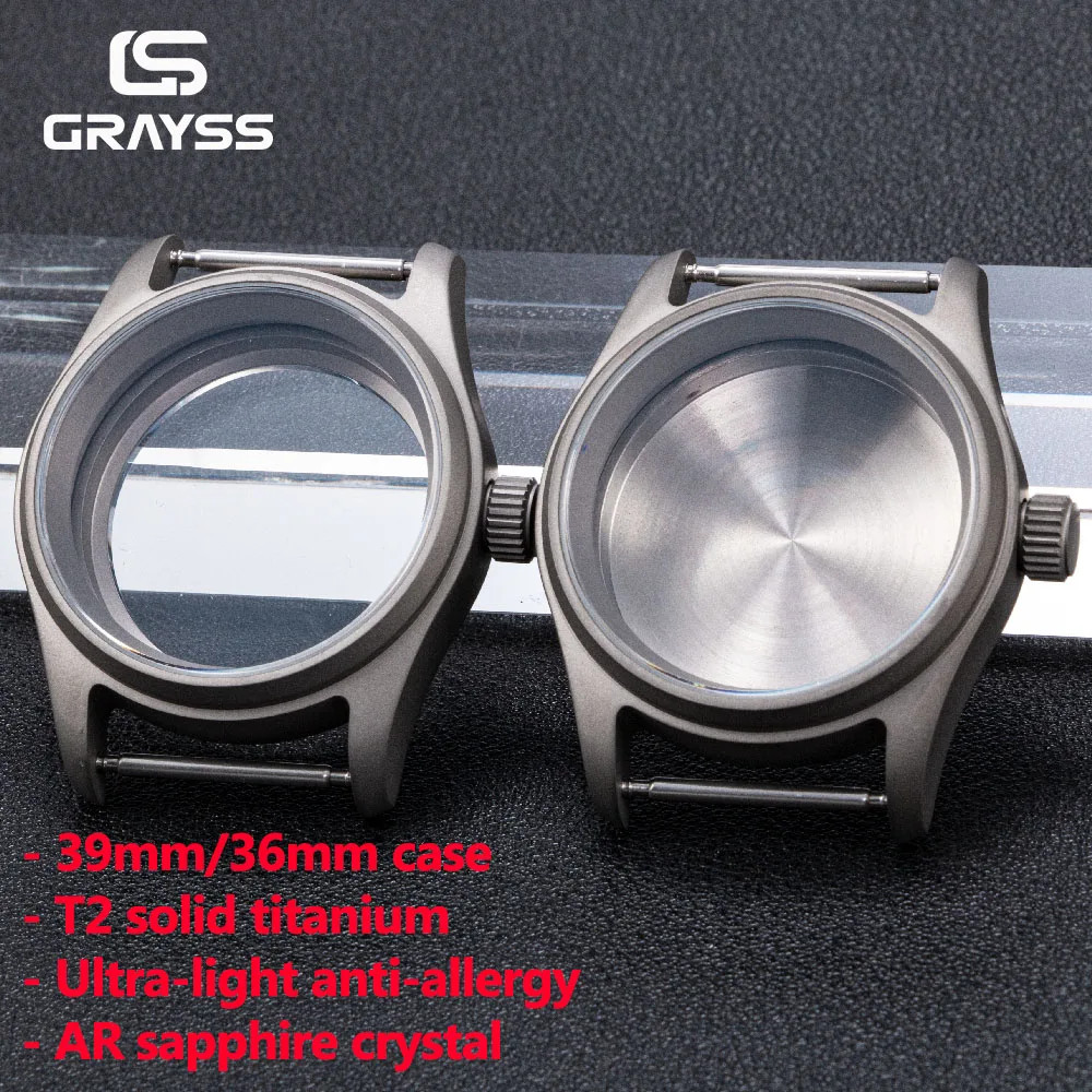 T2 Titanium/Steel Pilot Diving Watch Case for NH34 NH35 NH38 NH70 PT/ETA AR Sapp