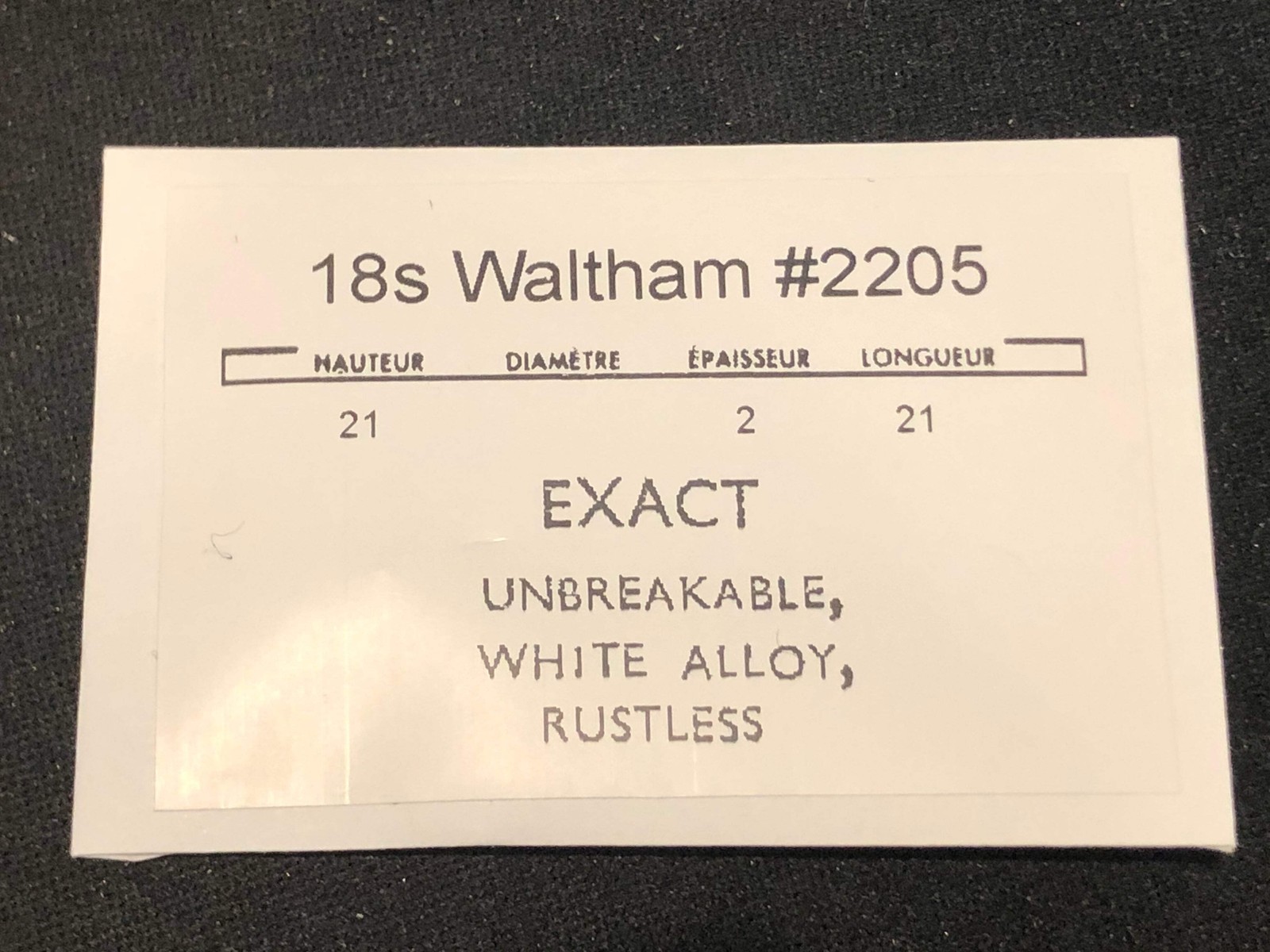 Waltham Mainspring for 18s No. 2205 (EXACT) – Alloy