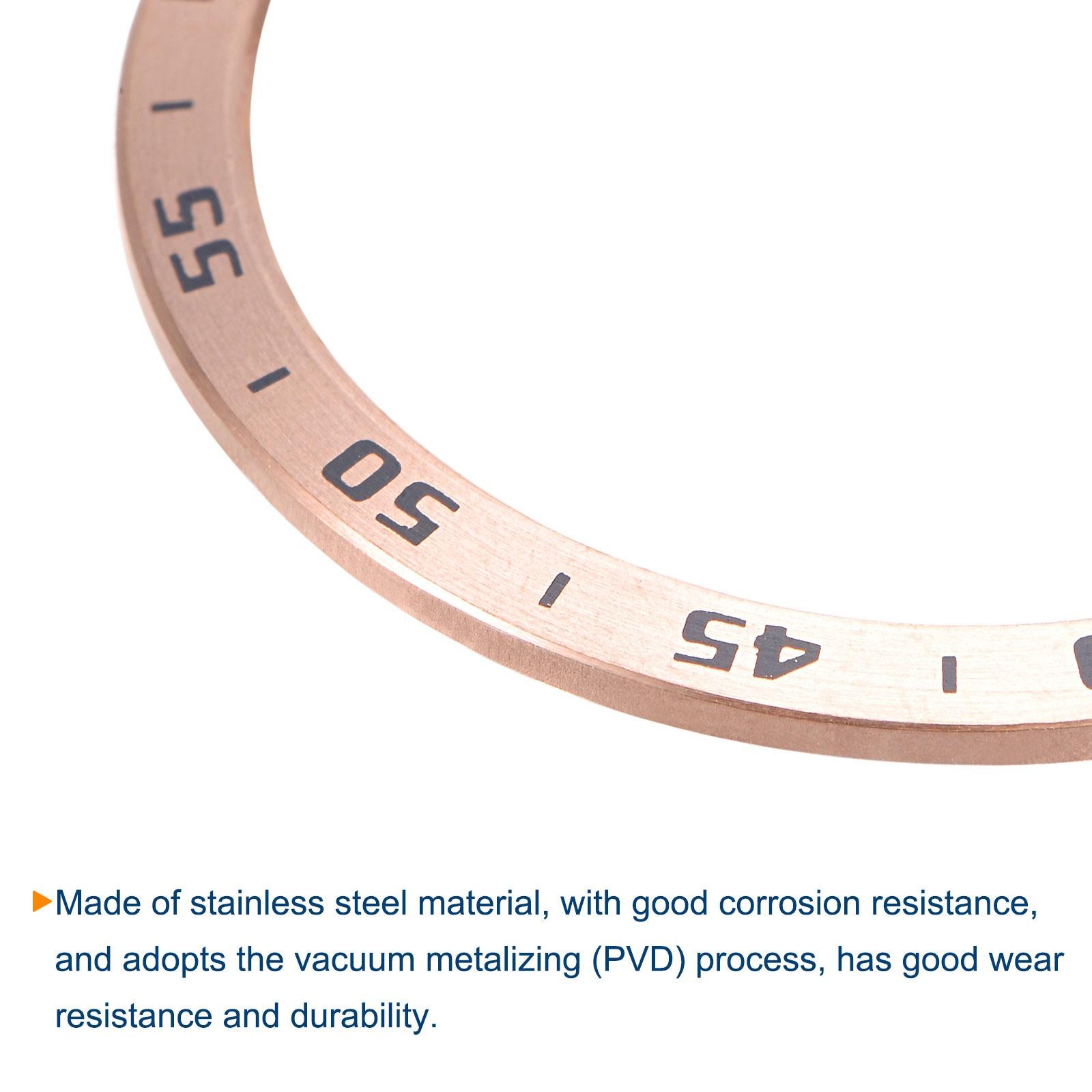 40mm Watch Bezel Adhesive Cover, Stainless Steel PVD Style, Rose Gold Tone